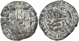 Enrique IV (1454-1474). Toro. Maravedí. (AB. 808 var.). 1,91 g. Leyendas poco visibles. Rarísima. MBC-.