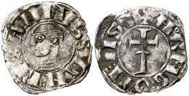 Alfonso el Batallador (1104-1134). Navarra. Dinero. (Cru.V.S. 219). 0,99 g. Cospel algo faltado. Escasa. MBC-.