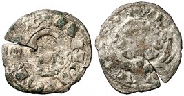 Sancho el Sabio (1150-1194). Navarra. Óbolo. (Cru.V.S. 223). 0,44 g. Grieta. Rara. (MBC-).