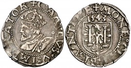 1543. Carlos I. Besançon. 1 carlos. (Vti. 688, como blanco) (P.A. 5391 var fecha). 1,10 g. MBC.