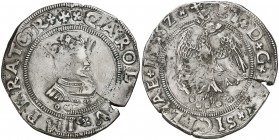 1552. Carlos I. Sicília. MA. 4 taris. (Cru.C.G. 4165, mismo ejemplar) (Spahr 160) (MIR 286). 11,51 g. 1552 doble acuñado, 2 como Z. Valor indicado con...