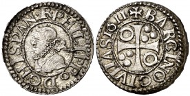 1611. Felipe III. Barcelona. 1/2 croat. (Cal. 534). 1,41 g. Bella. Escasa así. EBC.