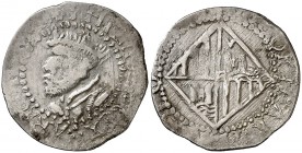 s/d. Felipe III. Mallorca. 1 ral. (Cal. 1006, de Felipe IV) (Cru.C.G. falta). 2,23 g. Rara. MBC-.
