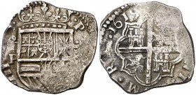 1619. Felipe III. Toledo. P. 4 reales. (Cal. 305). 13,41 g. Todos los datos visibles. Escasa. MBC-.