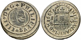 1663. Felipe IV. Segovia. BR. 16 maravedís. (Cal. 1512) (J.S. M527). 4,73 g. Bella. EBC.