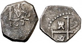 1627. Felipe IV. ¿Potosí?. 1/2 real. (¿Cal. 1160?). 1,53 g. Rayitas. MBC-.