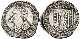 1624. Felipe IV. Besançon. 1/4 daldre. (Vti. tipo 147, falta esa fecha) (Poey d'Avant. Vol. III, 5414). 7,71 g. A nombre de Carlos V. Rara. MBC-.