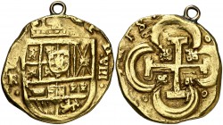 Felipe IV. Sevilla. R. 8 escudos. (Cal. tipo 15). 26,64 g. Con anilla. Rara. (MBC).