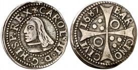 1687. Carlos II. Barcelona. 1 croat. (Cal. 668). 2,21 g. MBC.
