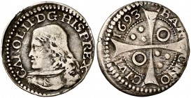 1693. Carlos II. Barcelona. 1 croat. (Cal. 669). 2,17 g. MBC.