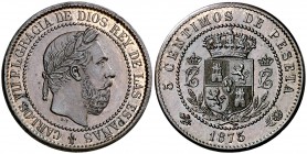 1875. Carlos VII, Pretendiente. Oñate. 5 céntimos. (Cal. 10). 5,72 g. Muy bella. EBC+.