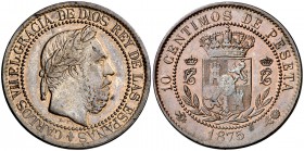 1875. Carlos VII, Pretendiente. Oñate. 10 céntimos. (Cal. 8). 9,84 g. EBC-.