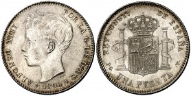1896*1896. Alfonso XIII. PGV. 1 peseta. (Cal. 41). 4,94 g. S/C-S/C.