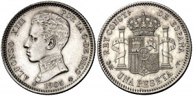 1905*1905. Alfonso XIII. SMV. 1 peseta. (Cal. 51). 5 g. EBC.