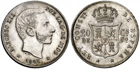 1885. Alfonso XII. Manila. 20 centavos. (Cal. 92). 5,12 g. Bella. S/C.