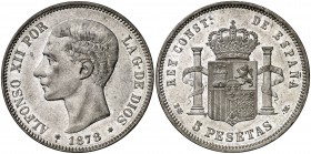 1878*1878. Alfonso XII. EMM. 5 pesetas. (Cal. 30). 25 g. EBC-.