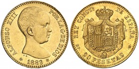 1889*1889. Alfonso XIII. MPM. 20 pesetas. (Cal. 4). 6,46 g. EBC.