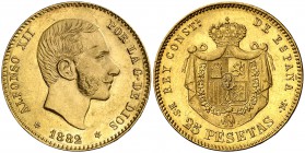 1882/1*1882. Alfonso XII. MSM. 25 pesetas. (Cal. 15). 8,08 g. Muy escasa. EBC.
