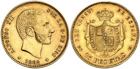 1882*1882. Alfonso XII. MSM. 25 pesetas. (Cal. 16). 8,06 g. MBC+.