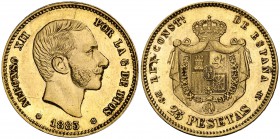 1883*1883. Alfonso XII. MSM. 25 pesetas. (Cal. 18). 8,07 g. Rara. MBC+.