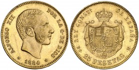 1884*1884. Alfonso XII. MSM. 25 pesetas. (Cal. 19). 8,07 g. Muy escasa. EBC-.