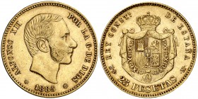 1885*1885. Alfonso XII. MSM. 25 pesetas. (Cal. 20). 8,06 g. Rara. MBC/MBC+.