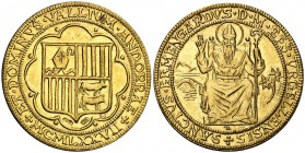 1977. Andorra. 1 soberano. (Fr. 1) (Kr. falta). 7,95 g. AU. Acuñación de 1000 ejemplares. Sant Ermengol. Muy rara. S/C.