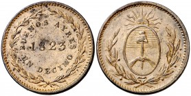 1823. Argentina. 1 décimo. (Kr. 1). 6,71 g. EBC-.
