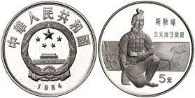 1984. China. 5 yuan. (Kr. 98). 22,12 g. AG. Guerrero de Xi'an. Proof.