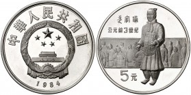 1984. China. 5 yuan. (Kr. 99). 22,25 g. AG. Guerrero de Xi'an. Proof.