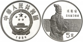 1984. China. 5 yuan. (Kr. 101). 22,24 g. AG. Guerrero de Xi'an. Proof.