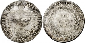1839. Colombia. República de Nueva Granada. Bogotá. RS. 8 reales. (Kr. 98). 23,13 g. AG. MBC/MBC-.