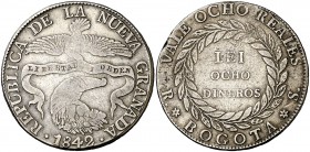 1842. Colombia. República de Nueva Granada. Bogotá. RS. 8 reales. (Kr. 98). 23,72 g. AG. MBC.