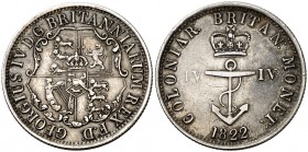 1822. Indias Occidentales Británicas. Jorge IV. 1/4 de dólar. (Kr. 3). 6,69 g. AG. MBC.