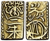 (1860-1869). Japón. Era Manen. 2 shu. (Fr. 35) (Kr. 18a). 0,69 g. AU. MBC+.