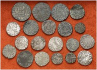 Lote de 20 monedas medievales, todas castellanas salvo un diner de Ferran II. A examinar. BC/MBC.