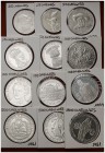 1959-1996. Áustria. 25 (doce), 50 (diez), 100 (doce) y 500 (cinco) chelines. AG. Lote de 40 monedas distintas. A examinar. EBC/Proof.
