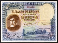 1935. 500 pesetas. (Ed. C16). 7 de enero, Hernán Cortés. Raro. EBC+.