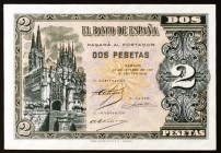1937. Burgos. 2 pesetas. (Ed. D27). 12 de octubre. Serie A. Raro. S/C-.