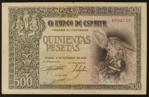 1940. 500 pesetas. (Ed. D45). 21 de octubre, El entierro del Conde Orgaz. Raro. MBC-.