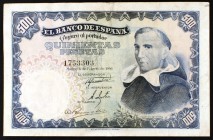 1946. 500 pesetas. (Ed. D53). 19 de febrero, Padre Vitoria. Raro. MBC.