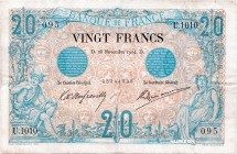 France [#61, VF] 20 francs Type 1873 Bleu et bistre