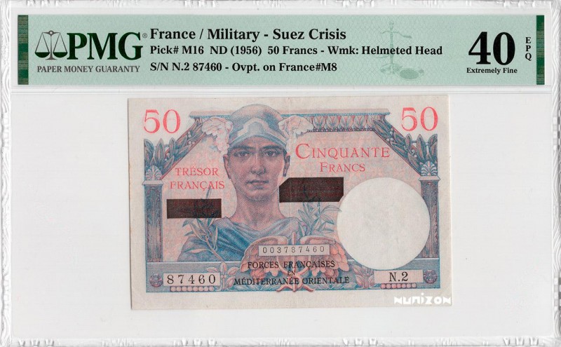 France, 50 francs Suez Type 1956, P.M16a, VF.41.01, N.2 87460, 1956, 129 exempla...