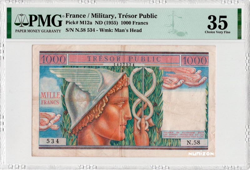 France, 1000 francs Trésor Public Type 1955, P.M12a, VF.35.01, N.58 534, 1955, 1...