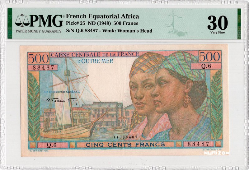 French Equatorial Africa, 500 francs Pointe à Pitre Type 1949, P.25a, #LK536b, #...