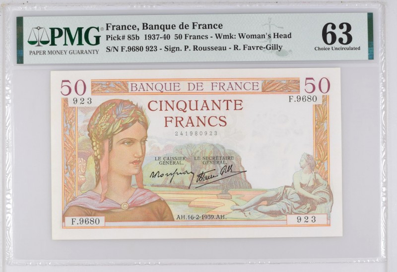 France, 50 francs Type 1933 Cérès, P.85a, F.18.22, F.9680 923, 16-2-1939, Éping...