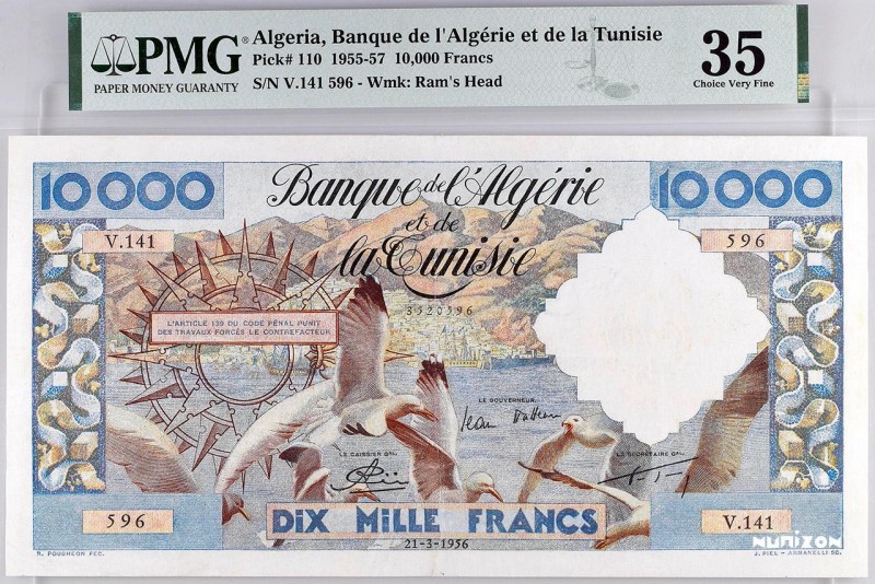 Algeria, 10000 francs Mouettes Type 1952, P.110, #MK51, #B204a, V.141 596, 21-3-...