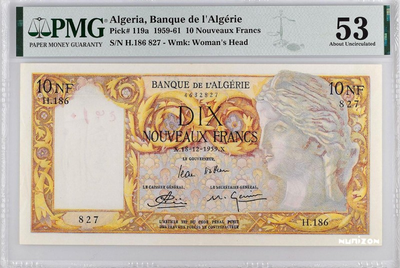 Algeria, 10 NF Isis Type 1959, P.119b, #MK57a, B147b, H.186 827, 18-12-1959,