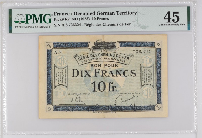 France, 10 francs RCFTO Type 1923, P.R7a, RPR-62, A.8 736.324, 1923, Rare. 45 ex...