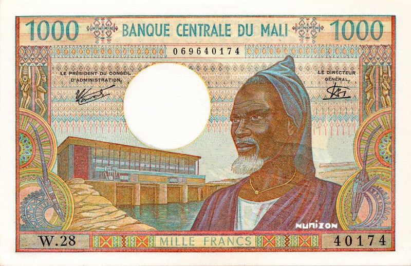 Mali, 1000 francs Type 1970, P.13e, #B203e, W.28 40174, 1970, Signatures : Miege...